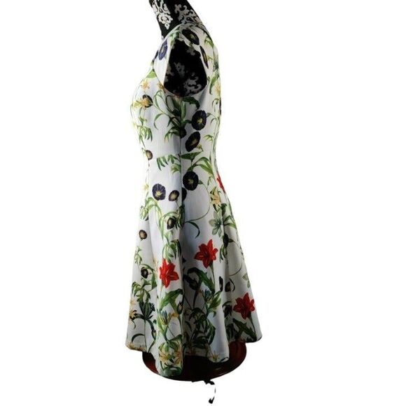 Forever21 Floral‎ Cap Sleeve Fit & Flare Dress White Green Womens Size Small - Picture 4 of 12